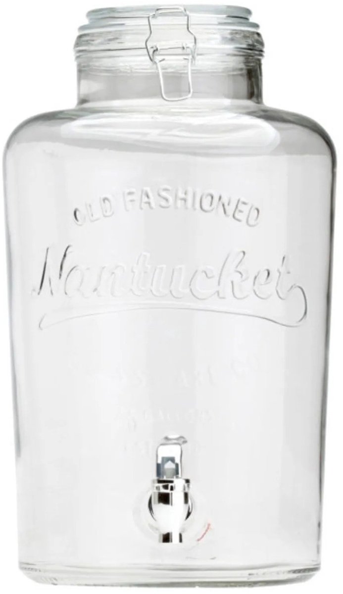 Home Deco Factory Drankdispenser met kraantje - 8,7 liter - glas - limonadetap - waterdispenser - 22 x 37 cm - Cocktail Lounge serie