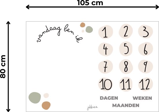 Jikkies ® - Mijlpaal deken - Milestone Blanket - Stippen - Dagen - Maanden - Jaren - Kraam cadeau van Jikkies — afbeelding 3