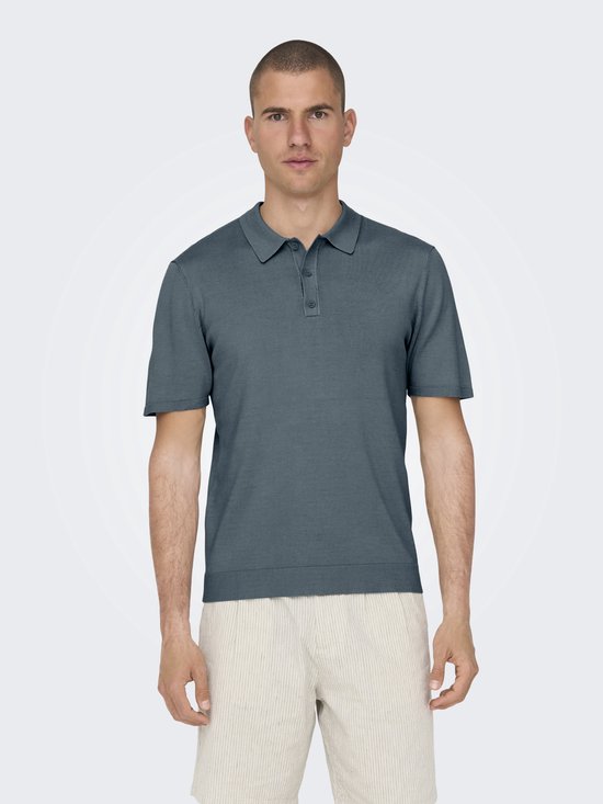 Only & Sons Poloshirt Onswyler Life Reg 14 Ss Polo Knit N 22022219 Stormy Weather Mannen Maat - XXL