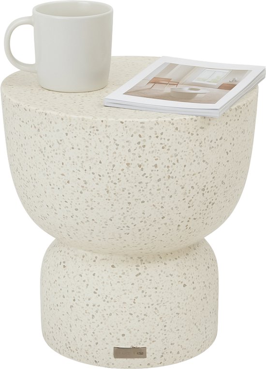 Table d'appoint HESPERIDE HIXA - extérieur - Table - Ronde - Table d'extérieur - Table de jardin - 35x47cm - Pierre calcaire - Wit - TIMANDRA