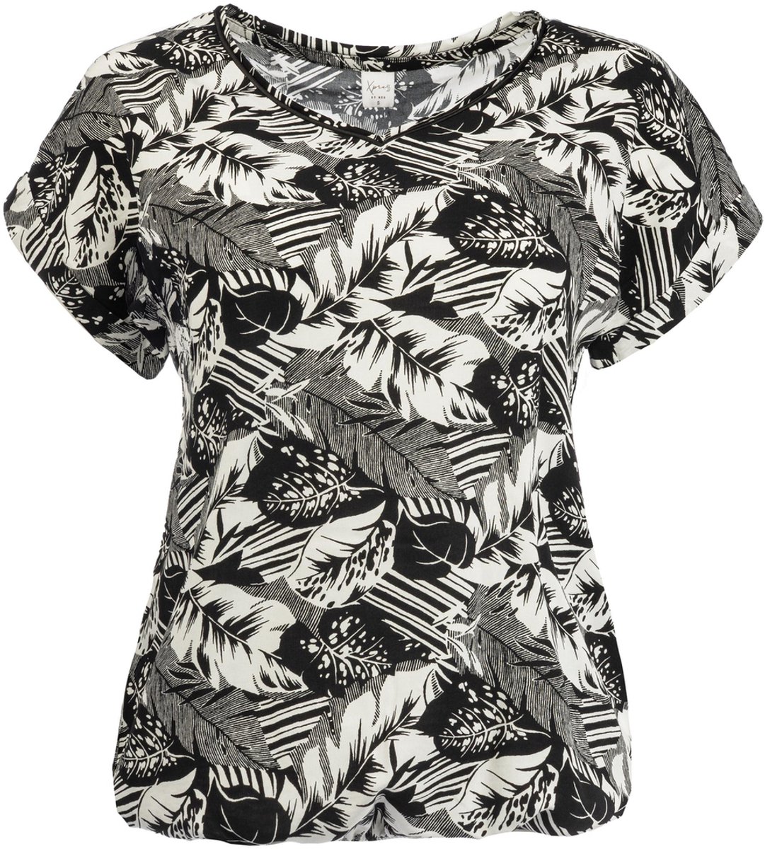 NED T-shirt Nox Pw Ss Black Leaf Mix Woven 25s4 X1727 02 900 Black Dames Maat - M