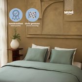 Housse de couette avec fermeture éclair - Satin de Katoen 300 fils qualité hôtelière - 200x220 cm + 2 taies d'oreiller 60x70 cm - Vert olive - Muné Bedding