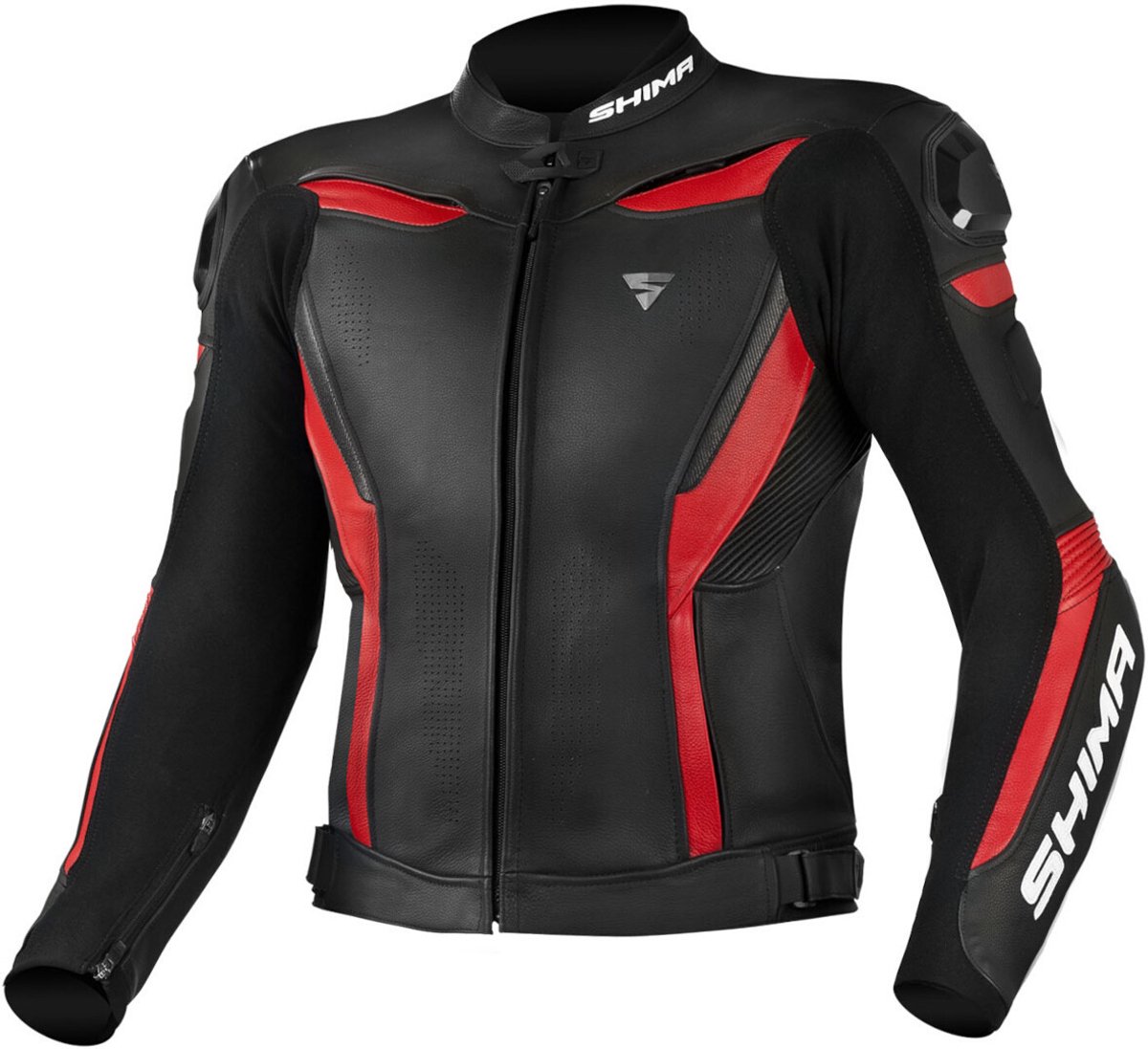 SHIMA Chase Zwart Rood Leren Motorjas - Jas
