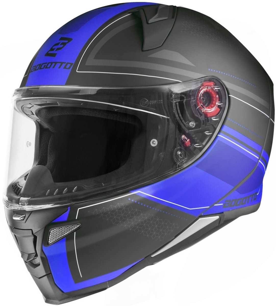 Bogotto FF110 Cinder Mat Zwart Blauw Integraalhelm - Maat S - Helm