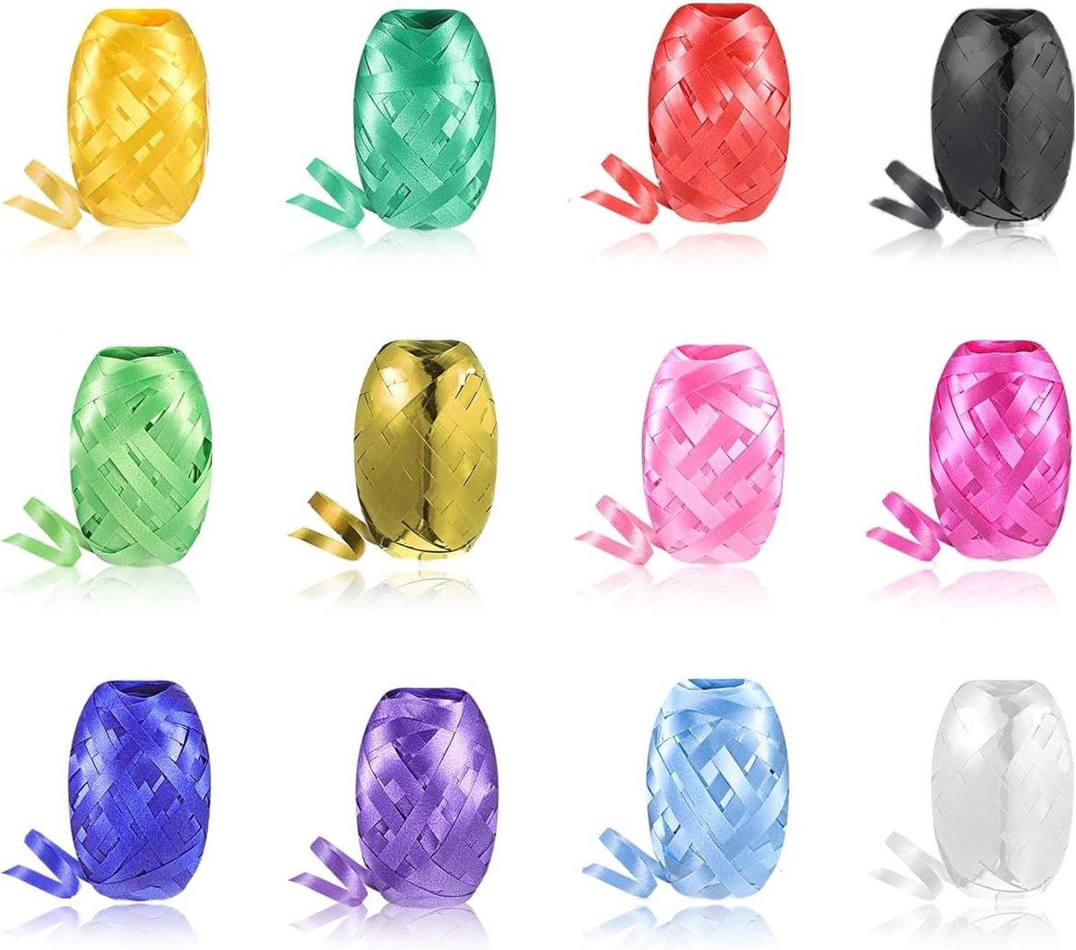 12 stuks plooiband cadeaulint set van 5 mm x 10 m per rol - kleurrijke kleuren - voor bruiloftsdecoratie, luchtballon feestdecoratie