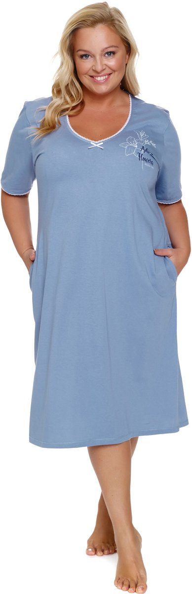 Doctor Nap Katoenen Nachthemd Nachtjapon Korte Mouw Dames Sky Blue TB.7263 40 / Blauw