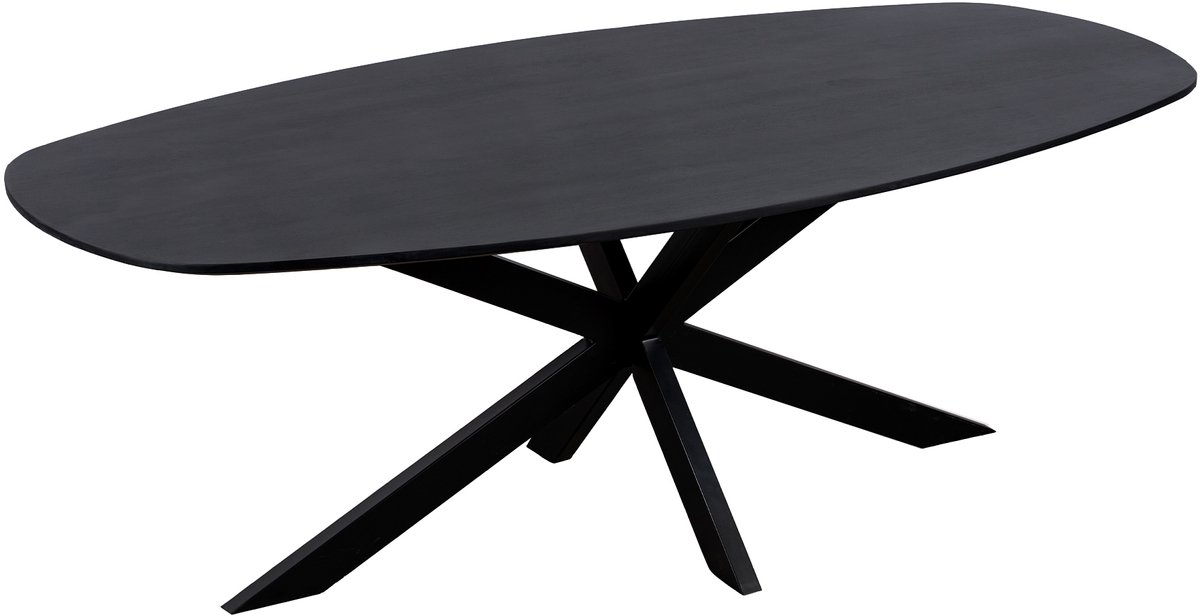QUVIO Eettafel Sofia - Deens Ovaal - 180 x 90 cm - Stalen kruispoot - Matrix poot - FSC® g