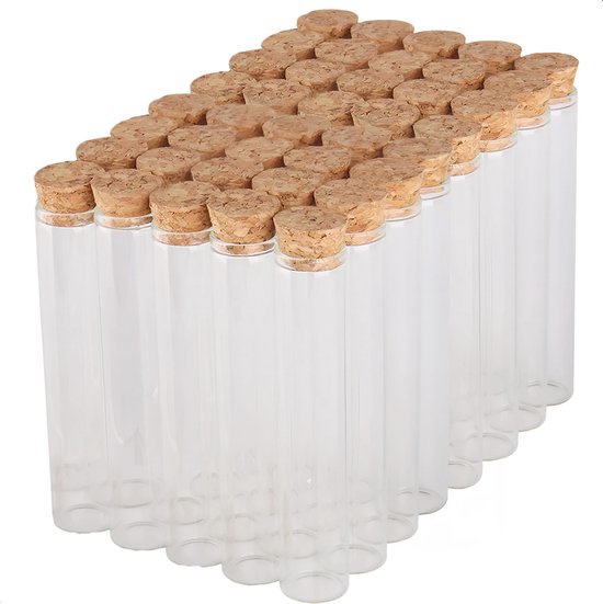 Dayshake Reageerbuisjes met kurk - 40 stuks - 12 cm x 2,5 cm - Flesjes - Proefbuisjes glas - Glazen Buisjes