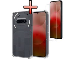 Hoesje - Met Screenprotector - Geschikt voor Nothing Phone (3a) - Sterk & Shockproof - Siliconen Case - Back Cover - Telefoon Hoes - Shock Proof - Transparant