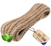 Creatief Deco Jute Touw | 20m Lengte | 20mm Dikte | Sterk en Duurzaam Jute Touw | Gedraaid Natuurvezeltouw | Bruin Decoratief Touw | Voor Toepassingen: Balustrades, tuin- en thuisprojecten