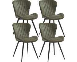 Colenis® - Star Eetkamerstoel - Set van 4 - Groen - Microvezel - Microfiber - Industrieel - Design - Eetkamerstoelen - Stoel