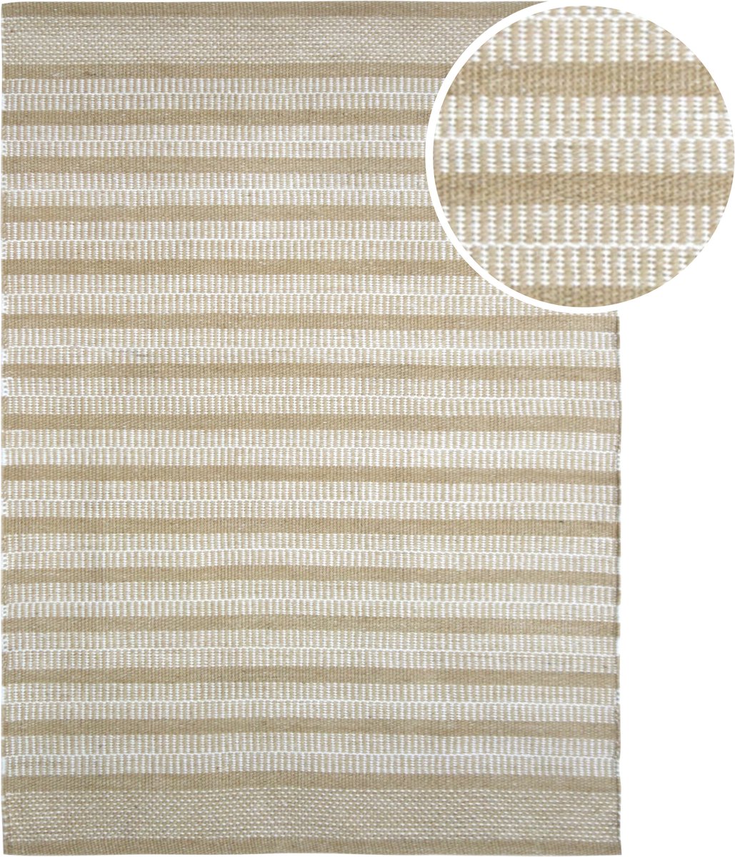 AXI Aruba Buitenkleed – Rechthoekig – 140 x 200 cm – Geel – Geometrisch patroon - Buitenkleed – Buitentapijt – Weer- en UV-bestendig – Plat geweven – Tuintapijt – Voor binnen en buiten - Handgeweven