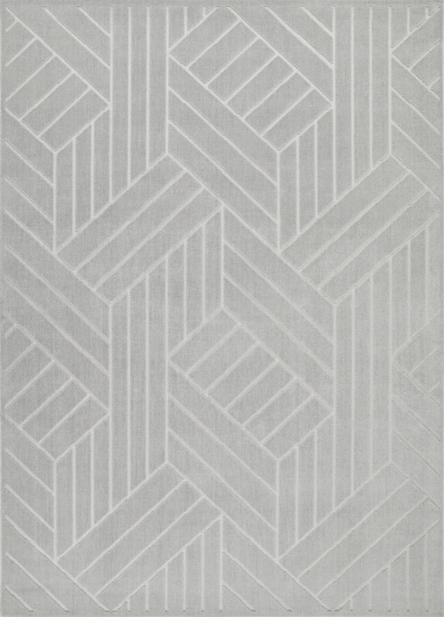 Concept Looms Maze Grey MAZ102 Vloerkleed - 160 x 220 cm - Grijs - Rechthoekig - Microvezel - Eetkamer, Woonkamer, Slaapkamer - Geometrisch - Modern