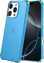 Smartphonica Telefoonhoesje Geschikt voor iPhone 16 Pro Max Transparant Schokbestendig Siliconen Hoesje met Stootrand - Shockproof Back Cover Case - Blauw geschikt voor iPhone 16 Pro Max