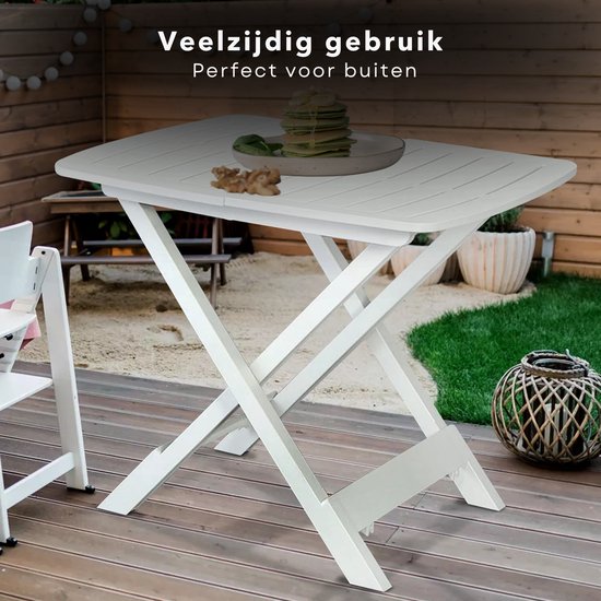 Cheqo® Camping Vouwtafel - Inklapbare Tafel voor Camping - Balkontafel - Klaptafel - Tuintafel Inklapbaar - Lichtgewicht Kunststof - Wit - Ideaal voor Tuin van Merkloos — afbeelding 2
