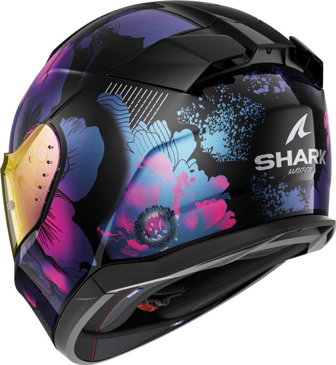 SHARK D-SKWAL 3 MAYFER Black Violet Glitter - Maat XS - Integraal helm - Scooter helm - Motorhelm - Zwart - Scooterhelmen mannen en vrouwen. – foto 5