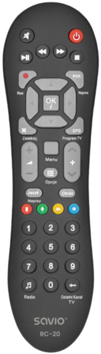 Savio RC-20 afstandsbediening IR Draadloos DTV, TV Drukknopen