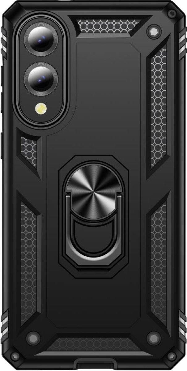 Avizar Geschikt voor Samsung Galaxy S25 Edge hybride magnetische steunring, Zwart