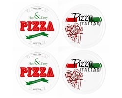 MamboCat Set van 4 pizzaborden 2x Hot&Tasty + 2x Pizza Italian 30,5cm