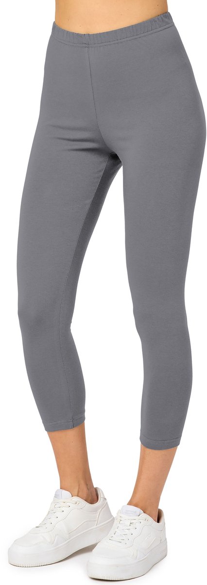 Merry Style MS-MS10-199-LE Dames Capri Leggings - Sport - Vrijetijdsbroek - 3/4 Lengte - Katoen - Sporbroek - Yogabroek - Grijs - XXL