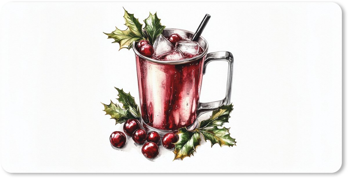 Muismat XXL 100x50 cm - Bureau onderlegger - Bureau mat Drank - Winter - Cocktail - Rood - Bureaumat - Gaming mousepad xl - Bureaulegger groot - Computer deskmat