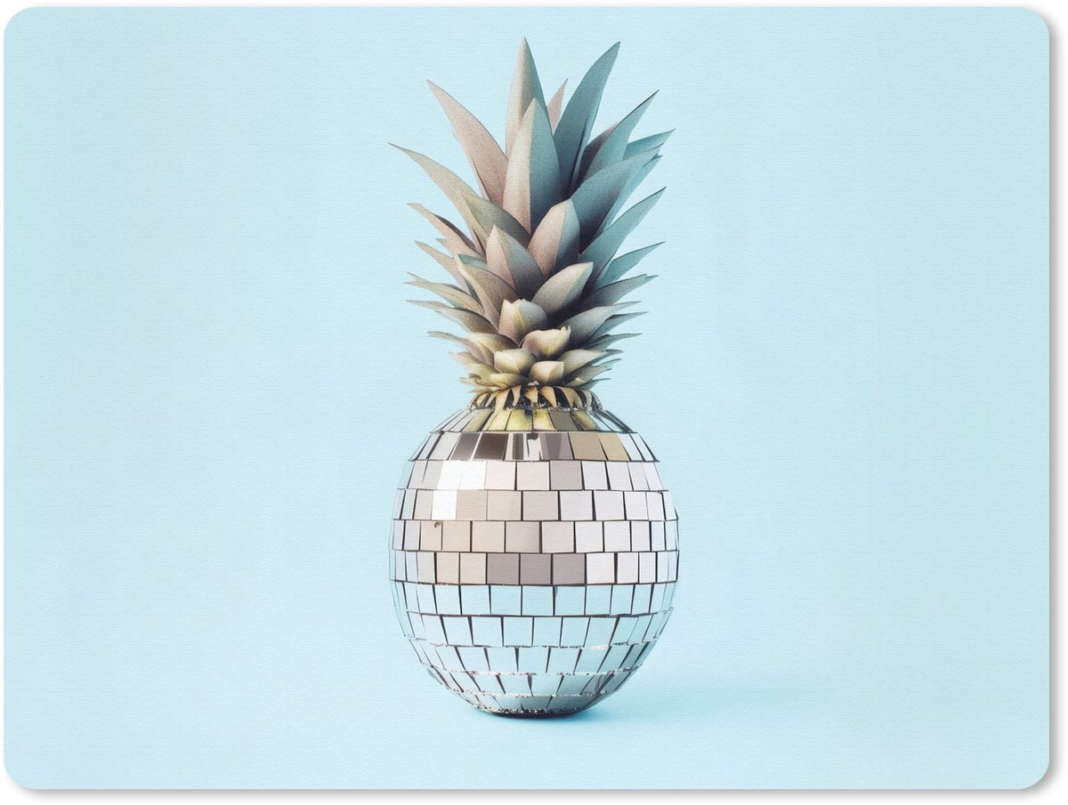 Muismat 23x19 cm - Mousepad Blauw - Ananas - Disco - Discobal - Muismatten