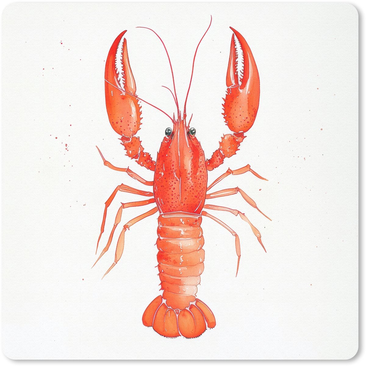Muismat 30x30 cm - Mousepad Kreeft - Waterverf - Aquarel - Oranje - Muismatten