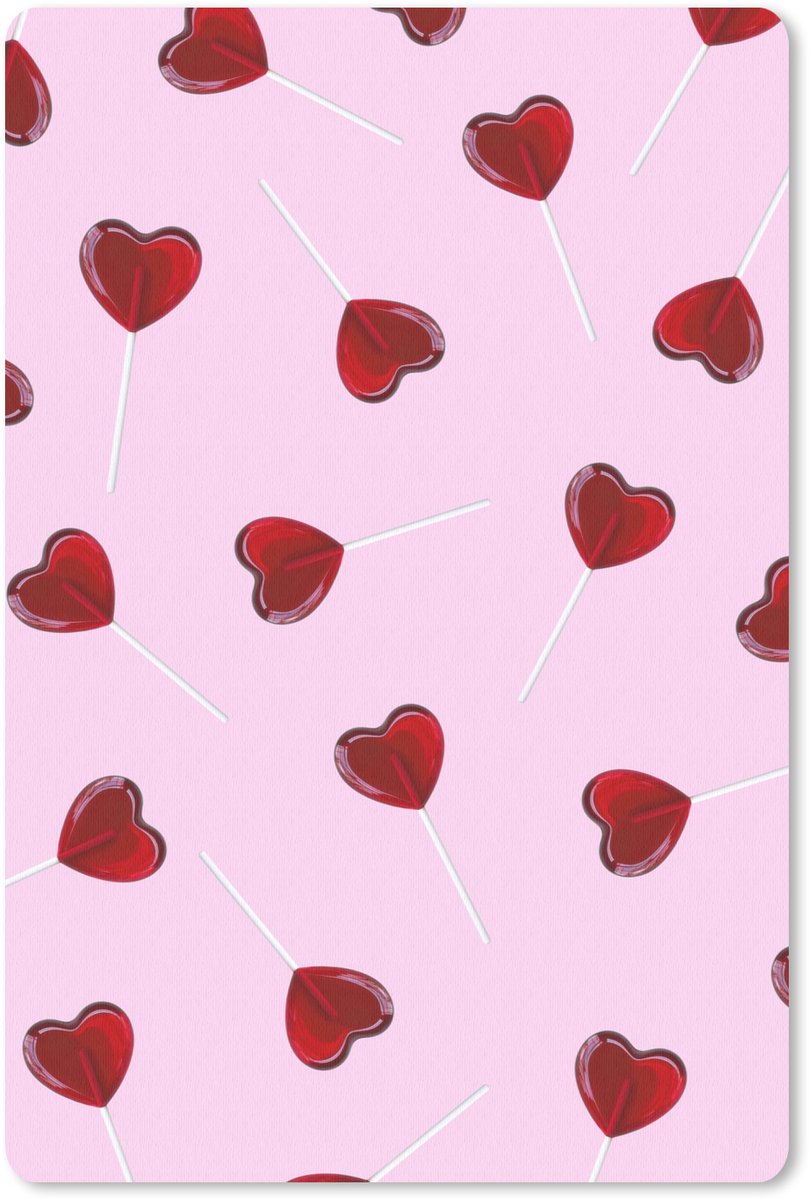 Muismat 18x27 cm - Mousepad Roze - Hart - Lolly - Snoep - Muismatten