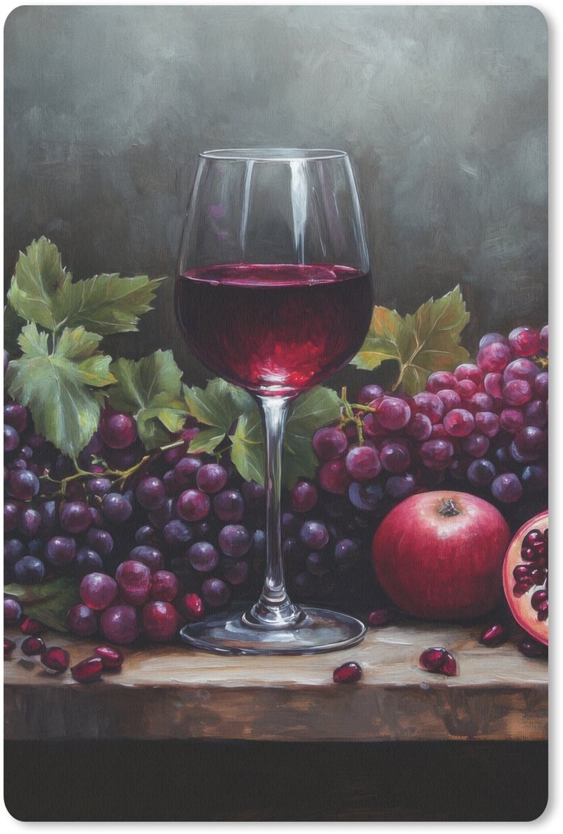 Muismat 18x27 cm - Mousepad Wijn - Fruit - Stilleven - Muismatten