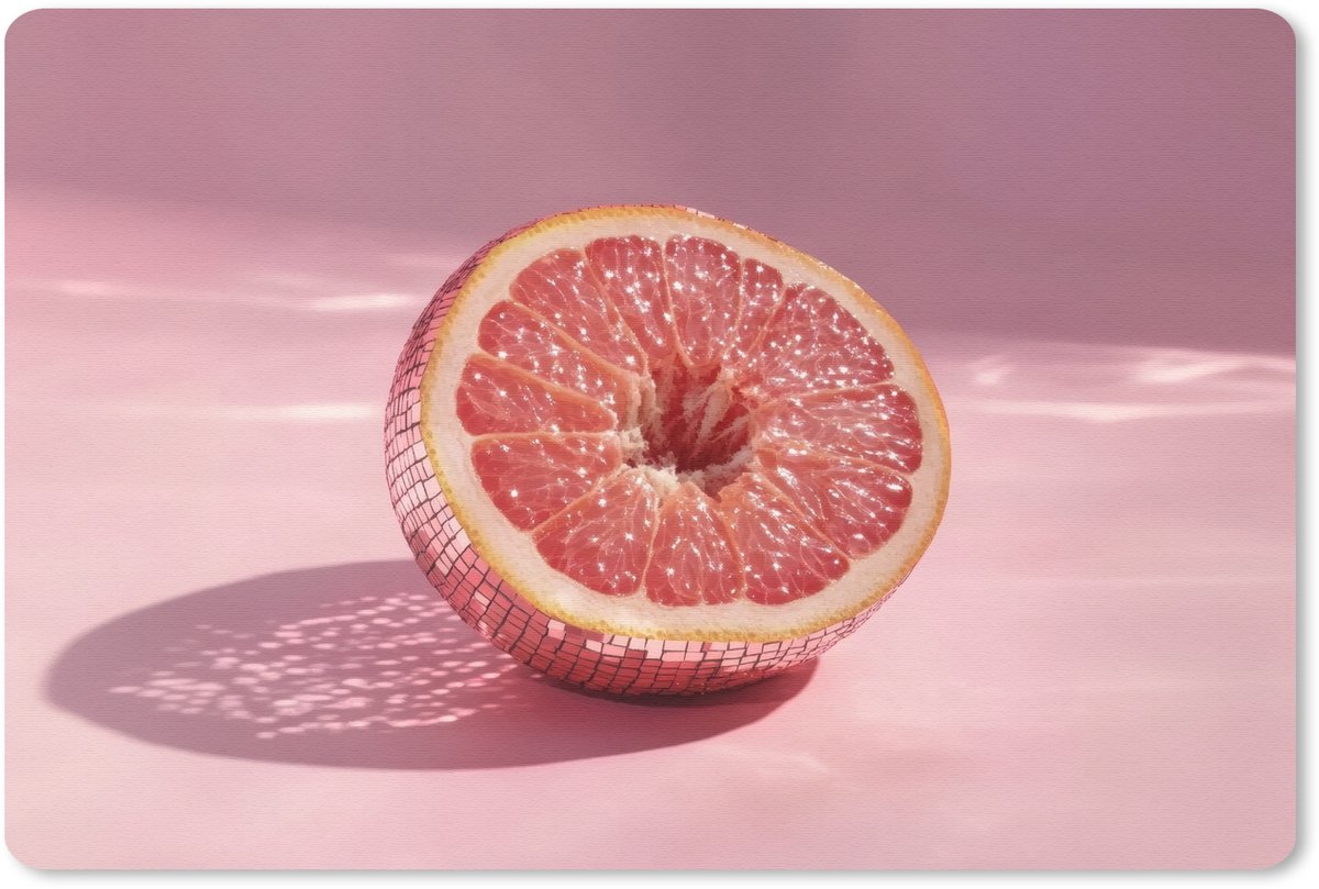 Muismat 27x18 cm - Mousepad Grapefruit - Roze - Disco - Shiny - Muismatten