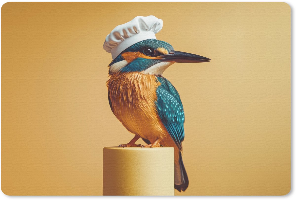 Muismat 27x18 cm - Mousepad Ijsvogel - Pilaar - Koksmuts - Vogel - Muismatten