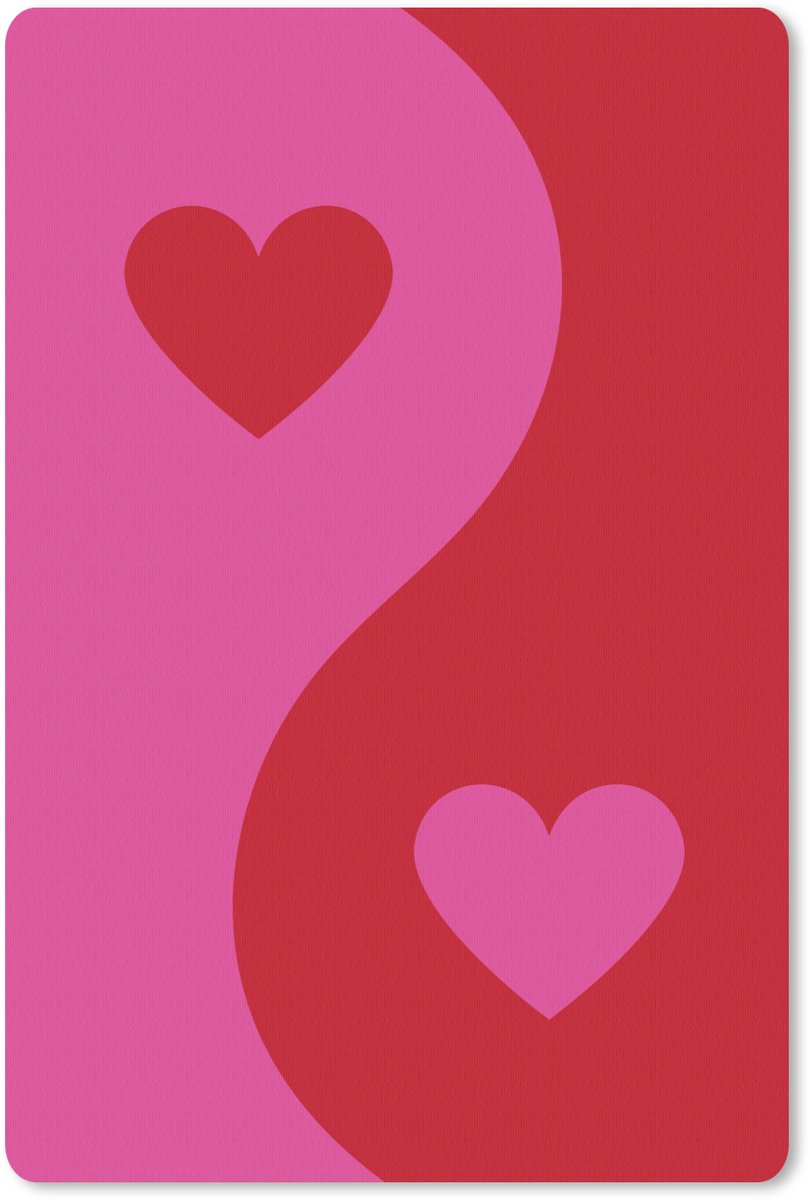 Muismat 18x27 cm - Mousepad Minimalistisch - Rood - Roze - Hartjes - Muismatten