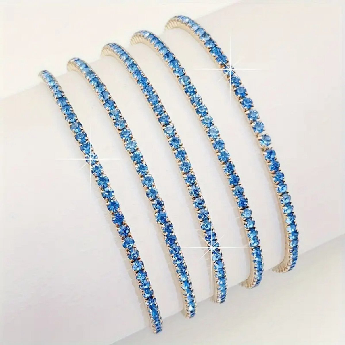 Nivard Armband - Staal - Nep Zilver - Dames - 5 St - Nep Goud/Blauw