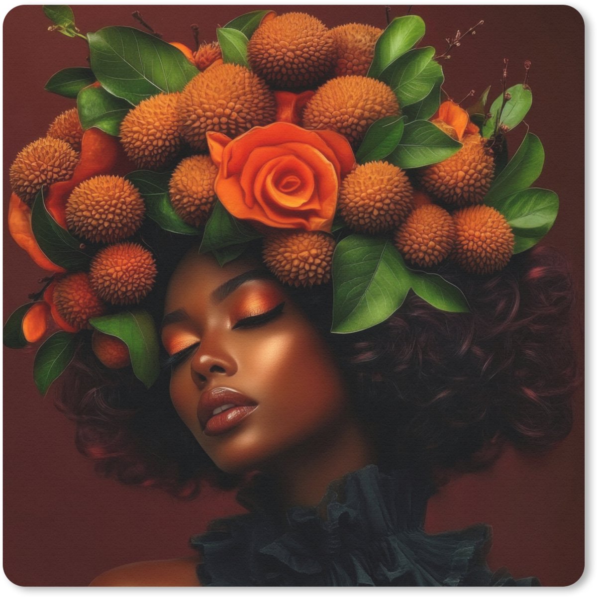 Muismat 20x20 cm - Mousepad Vrouw - lychee - exotisch - Muismatten