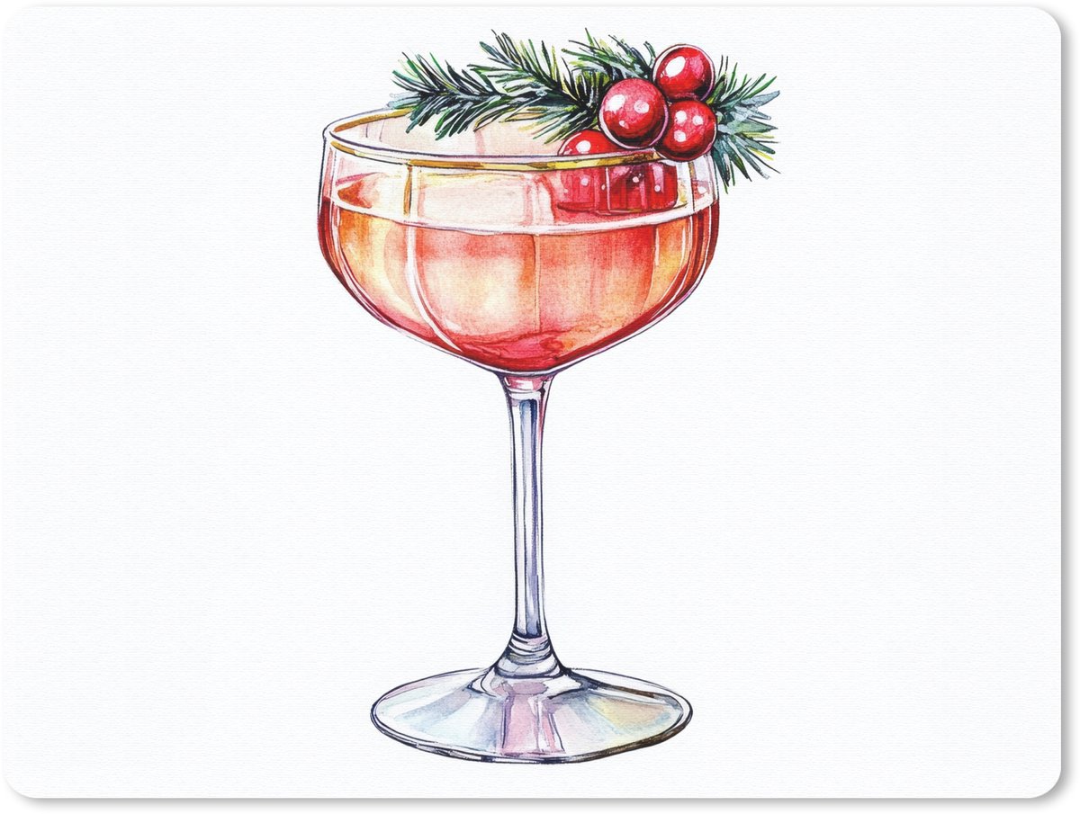 Muismat 23x19 cm - Mousepad Cocktail - Feest - Winter - Decoratie - Muismatten