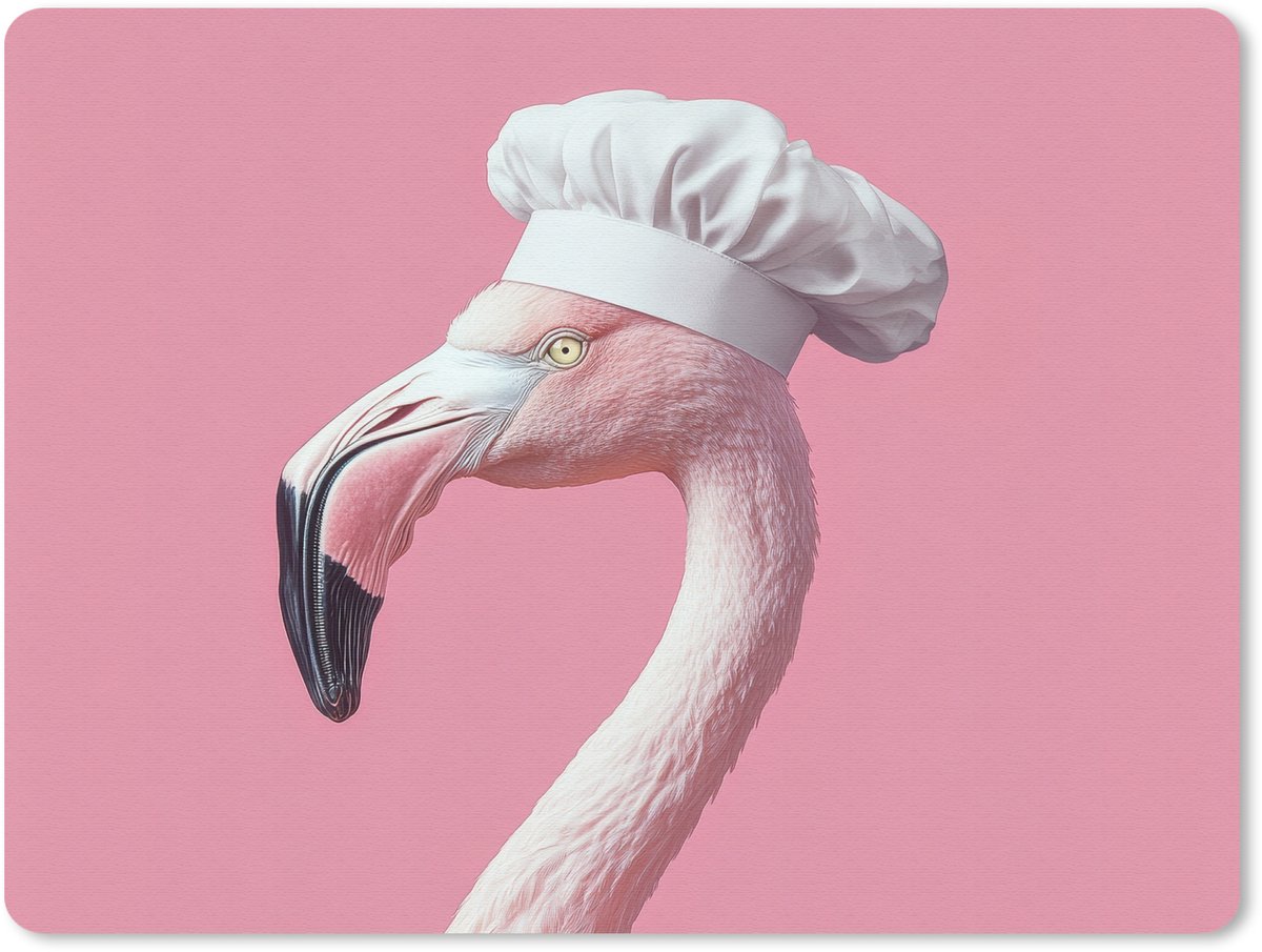Muismat 23x19 cm - Mousepad Flamingo - Roze - Koksmuts - Vogel - Muismatten