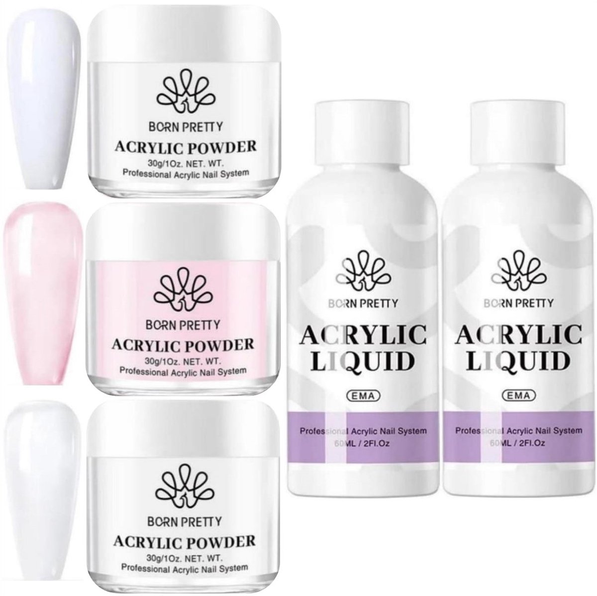 Goedkoopste Born Pretty - Acrylpoeder set - Acrylpoeder - Acryl liquid - Acryl - Monomer - Acryl nagels starterspakket - Acrylpoeder transparant - Acrylpoeder wit - Acrylpoeder roze - Acrylic powder - Acrylic nail kit - Acryl set - Acryl vloeistof - Acryl poeder