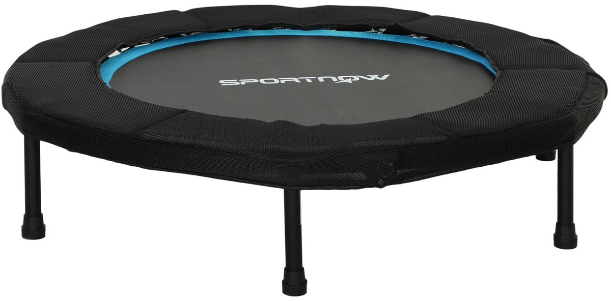 Fitness - Trampoline - Vouwbaar - Steel - Frame - Oefeningen-Buik - Cardio - Training - Ø-102-cm - Veiligheidsmat - Max-100-kg - Blauw