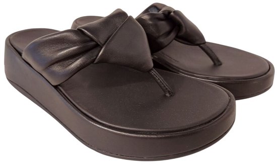 FitFlop F- Mode à plateforme en cuir souple Mode Knot NOIR - Taille 40