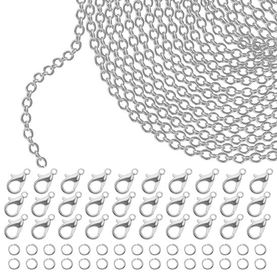 Foto: Kurtzy zilveren sieraden maak ketting link 10 m x 2 5 mm ijzeren link kabel 30 kreeftklemmen 30 springringen diy ketting armband hanger hobby s voor mannen vrouwen