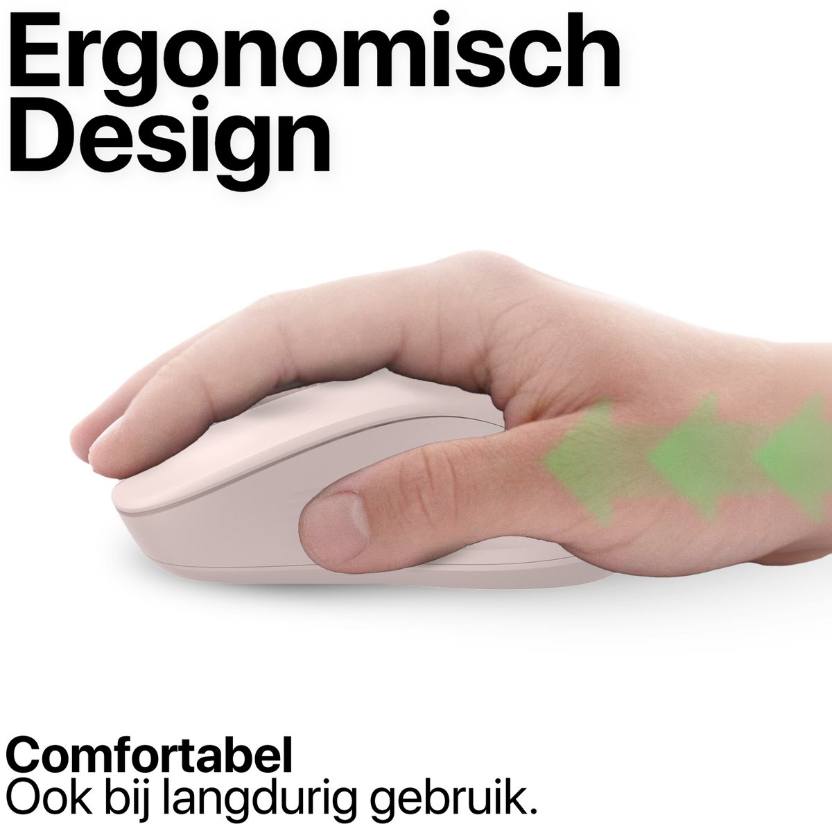 Stille Draadloze Muis - Bluetooth 5.2 + 2.4G USB Dongle - Multi Connect - Laptop & Computer - Incl. Batterij - Roze thumbnail 2