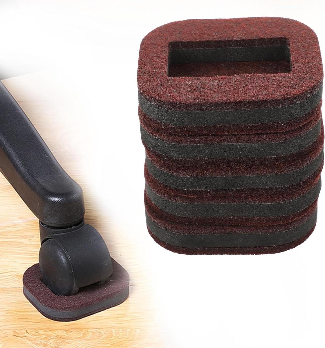 5 stuks anti-loopmat voor rolstoelen vilten stoelvoethoezen duurzame vloerbeschermers meubeltransporter voor thuis kantoor vermindert lawaai voorkomt krassen (bruin)