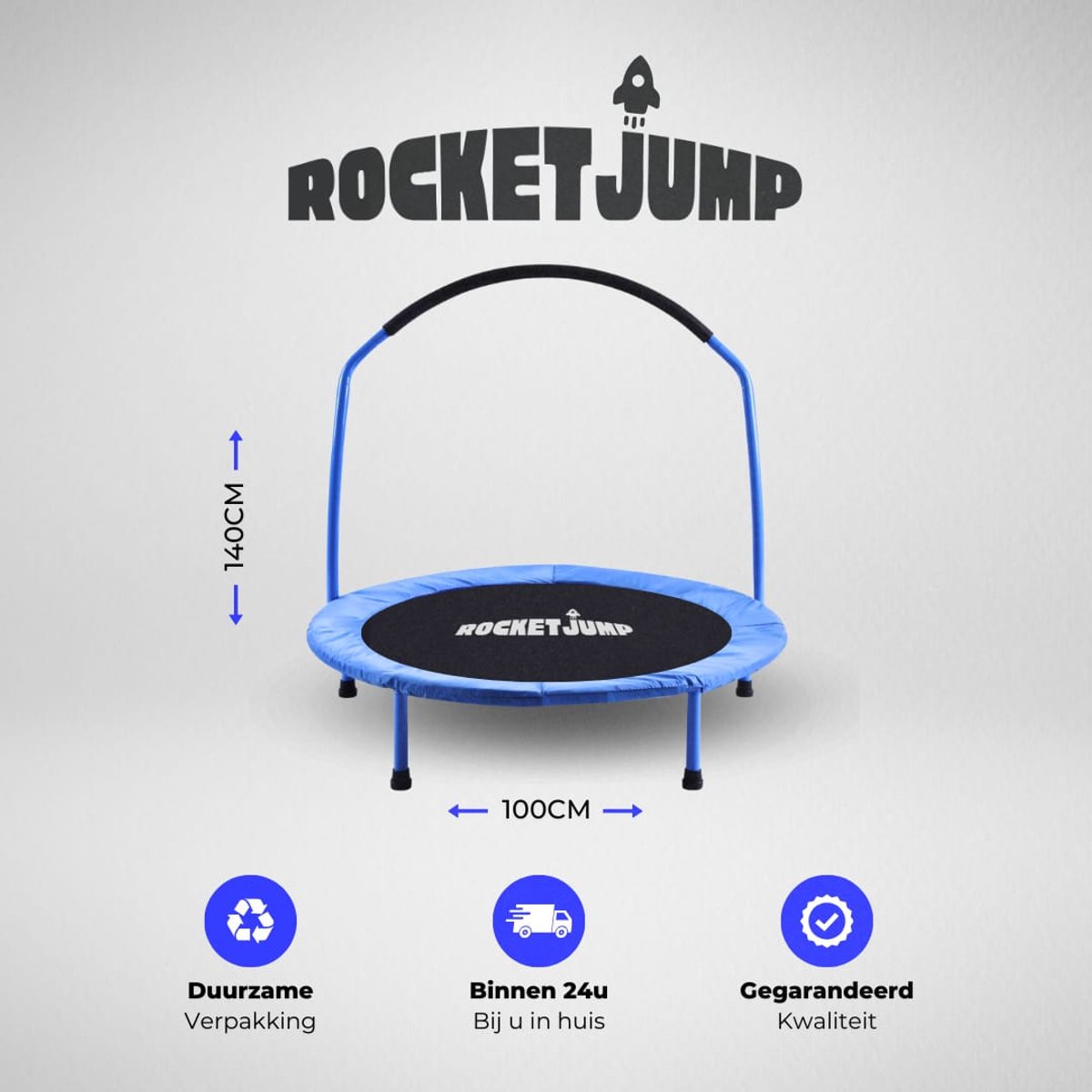 RocketJump MS91 Kinder Trampoline - Mini Trampoline 91 cm - Blauw — afbeelding 9