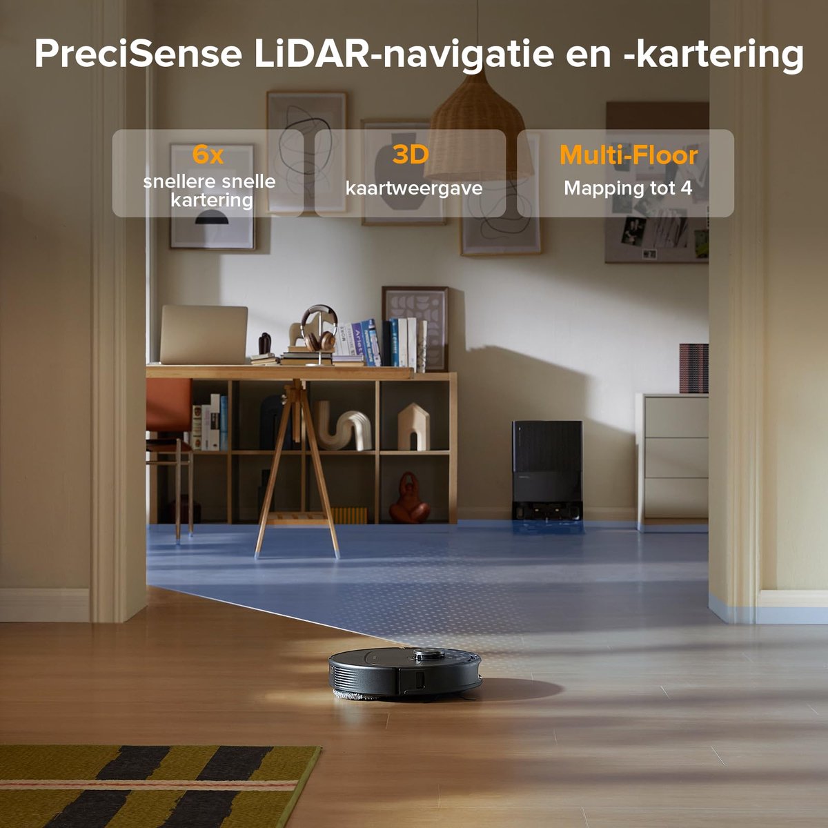 Afbeelding 2 van Roborock QV 35A robotstofzuiger - 8000Pa - met dweilfunctie - Dual Liftable Spinning Mops - anti-verstrengeling - Reactive Tech Obstacle Avoidance - Zelfreinigend - Qrevo upgrade