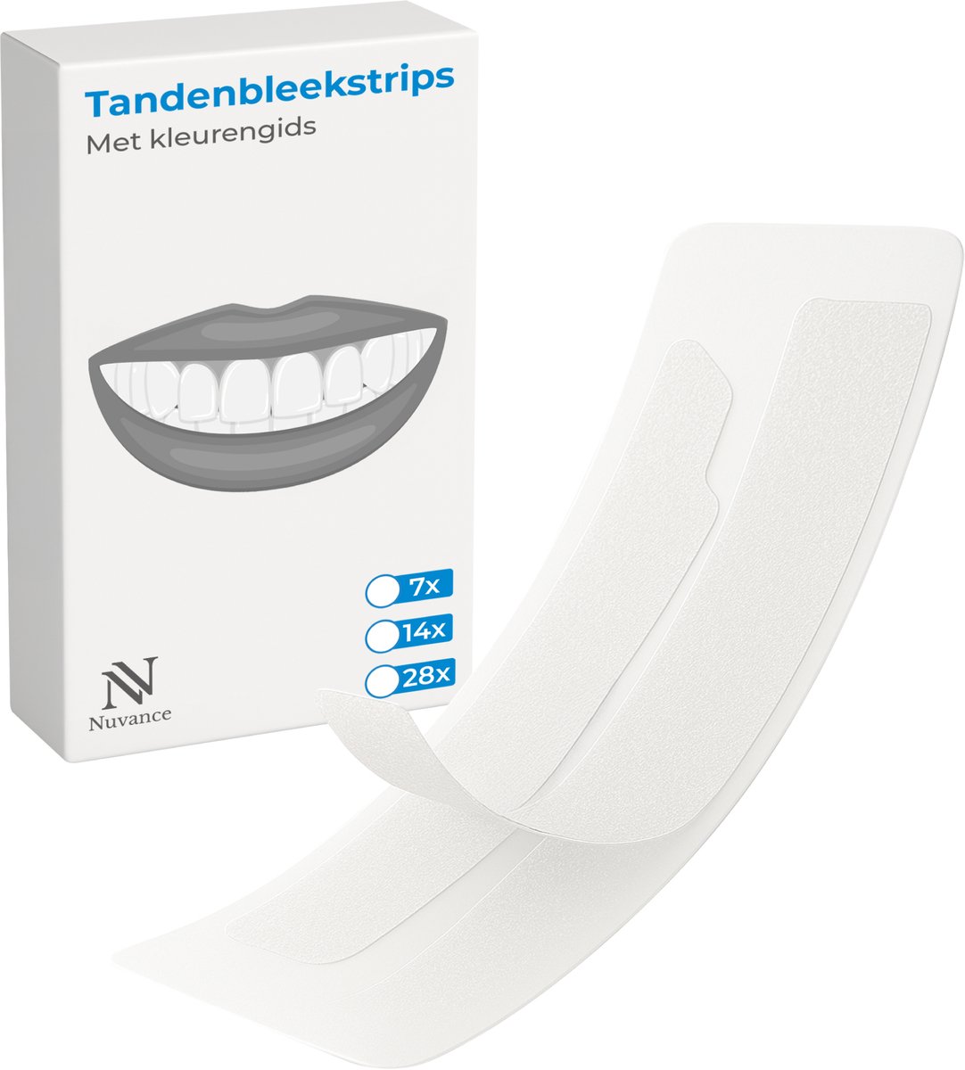 Goedkoopste Nuvance Teeth Whitening Strips - Tanden Bleekstrips - Tandenbleekset - Tanden Bleken - met 0 Peroxide - 28 Sets/56 Strips