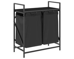 vidaXL - Wasmand - 2 - vakken - met - plank - zwart - eikenkleurig