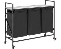 vidaXL - Wasmand - 3 - vakken - met - planken - grijs - sonoma - eiken