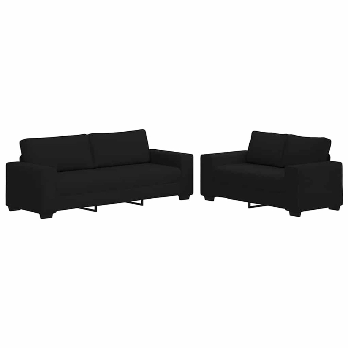 vidaXL - 2-delige - loungeset - met - kussens - stof - zwart