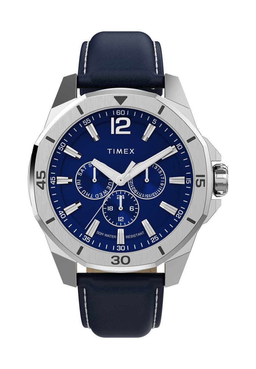 Timex Timex Essex Multifunction Kwarts Analoog Horloge Blauw Case: 100% Low Lead Brass | Armband: 100% Stainless Steel 46 TW2W80200AJ