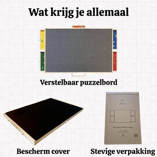 AYOO Puzzelbord - Portapuzzle - Puzzelplaat - Verstelbaar Puzzelbord - Puzzelbord met opbergsysteem - Puzzelplank - Puzzel bord - Puzzelbord 1000 stukjes - Puzzeltafel - Puzzelplank